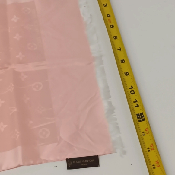 Louis Vuitton Women's Silk Wool Monogram Denim Scarf - Pink - Picture 12 of 13